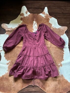 Madewell Mauve-Pink Tiered Mini Dress